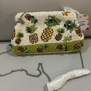 Handcrafted in India Pineapple Beaded Sequin Crossbody Bag NWT